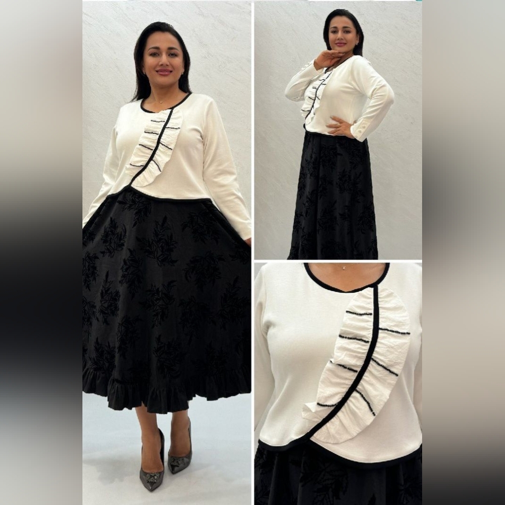 Maxi Dress. Decorated with black crystals